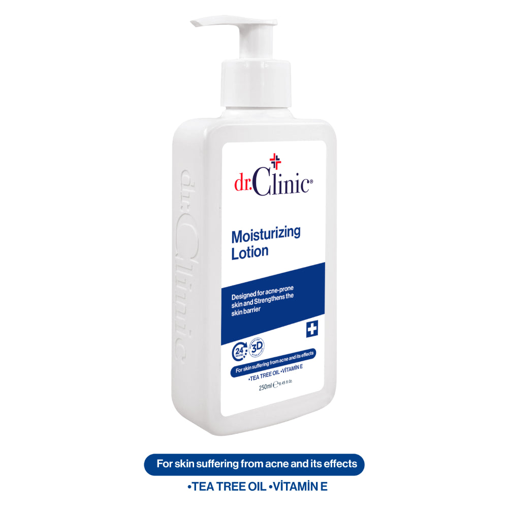 Prebiotic Moisturizing Lotion With Tea Tree Oil And Vitamin E For Normal Skin Suffering From Acne (Dark Blue)